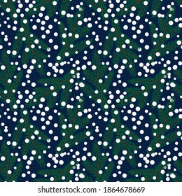 Christmas background. Christmas tree branches and snow.
