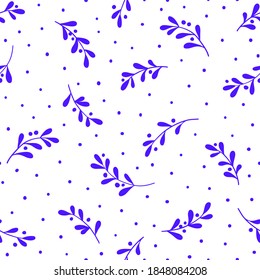 Christmas background with tree branches and snowflakes. Vector seamless pattern with mistletoe.