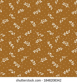 Christmas background with tree branches and snowflakes. Vector seamless pattern with mistletoe.