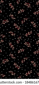 Christmas background with tree branches and snowflakes. Vector seamless pattern with mistletoe.