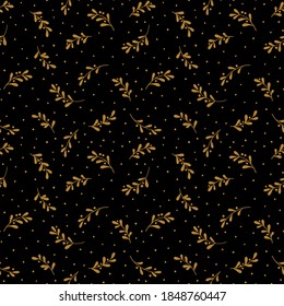 Christmas background with tree branches and snowflakes. Vector seamless pattern with mistletoe.