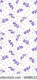 Christmas background with tree branches and snowflakes. Vector seamless pattern with mistletoe.