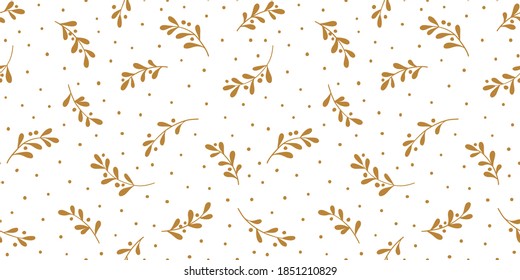 Weihnachtshintergrund mit Baumzweigen und Schneeflocken. Vektornahtloses Muster mit Misteloe.