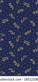 Christmas background with tree branches and snowflakes. Vector seamless pattern with mistletoe.