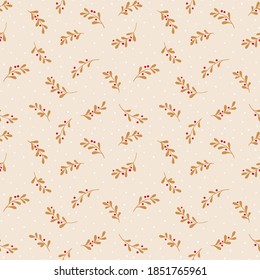 Christmas background with tree branches and snowflakes. Vector seamless pattern with mistletoe.