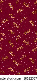Christmas background with tree branches and snowflakes. Vector seamless pattern with mistletoe.