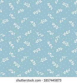 Christmas background with tree branches and snowflakes. Vector seamless pattern with mistletoe.