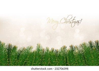 Christmas background with christmas tree branches. Vector illustration