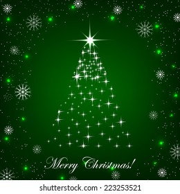 Christmas background with christmas tree and decoration