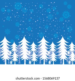 Christmas background with Christmas tree, decoration, snowflake