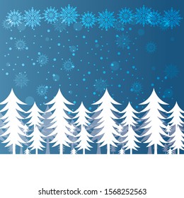 Christmas background with Christmas tree, decoration, snowflake