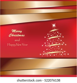 Christmas background with Christmas tree and decorations. Vector illustration.