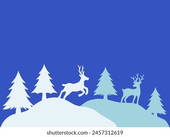 Christmas Background Tree and Deer Illustration