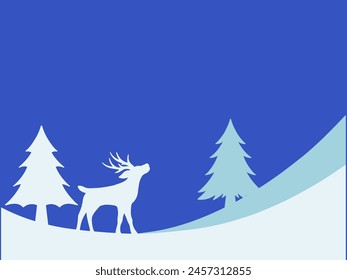 Christmas Background Tree and Deer Illustration