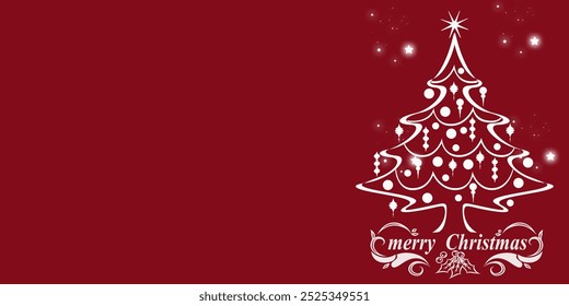 Fondo de Navidades con árbol, elemento para el diseño, árbol de Navidad de Ilustración vectorial sobre un fondo rojo.