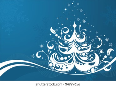 Christmas background with tree, element for design, vector illustration