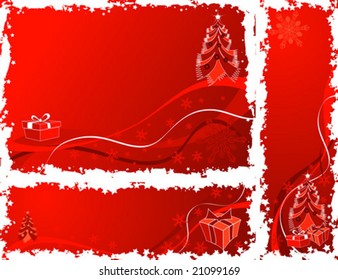 Christmas background with tree and gift, element for design, vector illustration