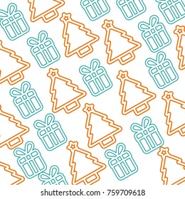 christmas background tree and gift traditional pattern design
