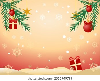 christmas background with christmas tree and gifts