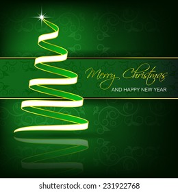 Christmas background with christmas tree for greeting card and happy holiday/vector illustration
