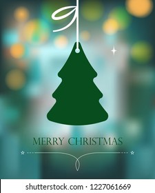 Christmas background with tree. Greeting vector background
