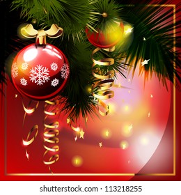 Christmas background with  christmas tree. Greetings card.