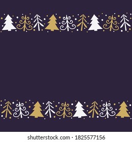 Christmas background with tree icons and copyspace. Vector