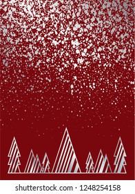 Christmas background. Christmas tree with lines and sensuous snow. Christmas greeting card template with wishes Merry Christmas and Happy New Year. Vector illustration.