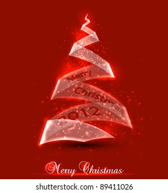Christmas background. Christmas tree made from glass. Vector illustration.