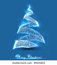 Christmas background. Christmas tree made from glass. Vector illustration.