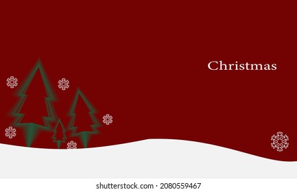 christmas background with christmas tree on the left and snow