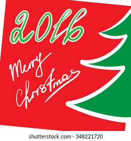 Christmas background. Christmas tree on red background.