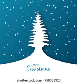 Christmas background with Christmas tree. Origami concept. Paper art. Vector illustration.