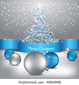 Christmas background with christmas tree and ornaments