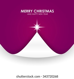 Christmas background with Christmas tree paper flap violet. Vector Illustration
