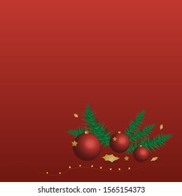 Christmas background with tree and red balls