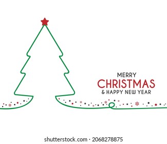 Christmas background. Christmas tree scribble card design. Vector illustration.