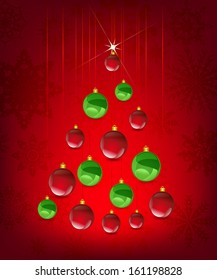 christmas background with tree in the shape of the balls. Vector illustration