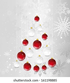 christmas background with tree in the shape of the balls. Vector illustration