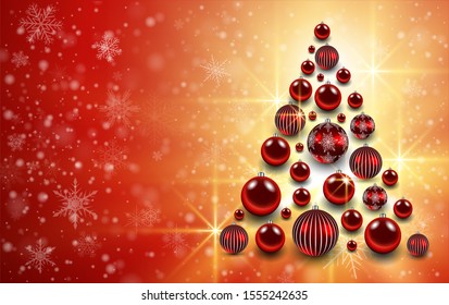 Christmas background with christmas tree from shiny balls. Vector illustration.