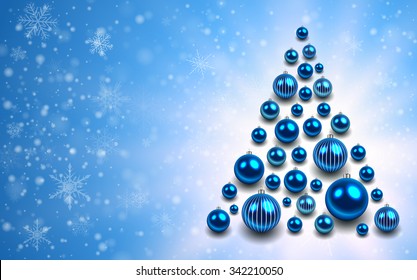 Christmas background with christmas tree from shiny balls. Vector illustration.