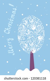 Christmas background with tree and snow