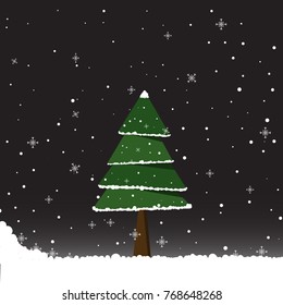 Christmas background with Christmas tree and snow  eps10 vector