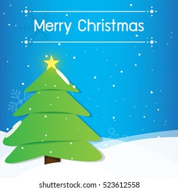 Christmas background with tree christmas and snow, vector illustration.
