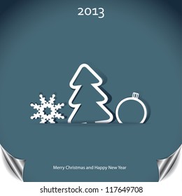 Christmas background with christmas tree and snowflake
