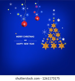 christmas background with tree and snowflakes