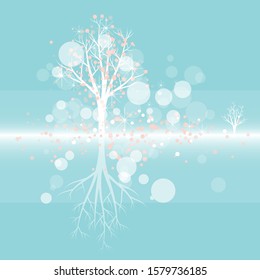 christmas background with tree and snowflakes