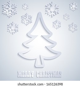 Christmas background with christmas tree and snowflakes