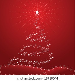 Christmas background with christmas tree and snowflakes