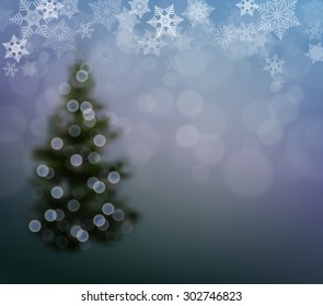 Christmas background with Christmas Tree and snowflakes